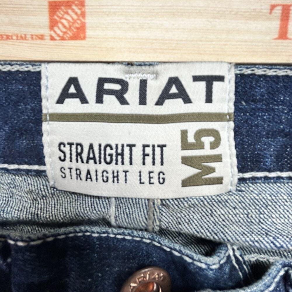 Ariat Men's M5 Blue Jeans 29x34 Straight Leg Fit Thick Stitch Blue Fade Denim 03 - Picture 4 of 7